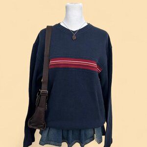 navy blue red striped indie skater grunge sweater
